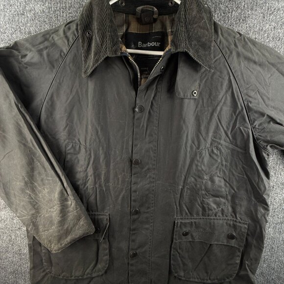 Barbour A101 Bedale Blue Size 44 Waxed Jacket Coat Men Full Zip Hunting Canvas